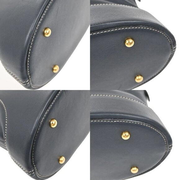 LOEWE Logo Anagram Shoulder Hand Tote Bag Leather Navy Blue GHW Spain - Picture 7 of 16